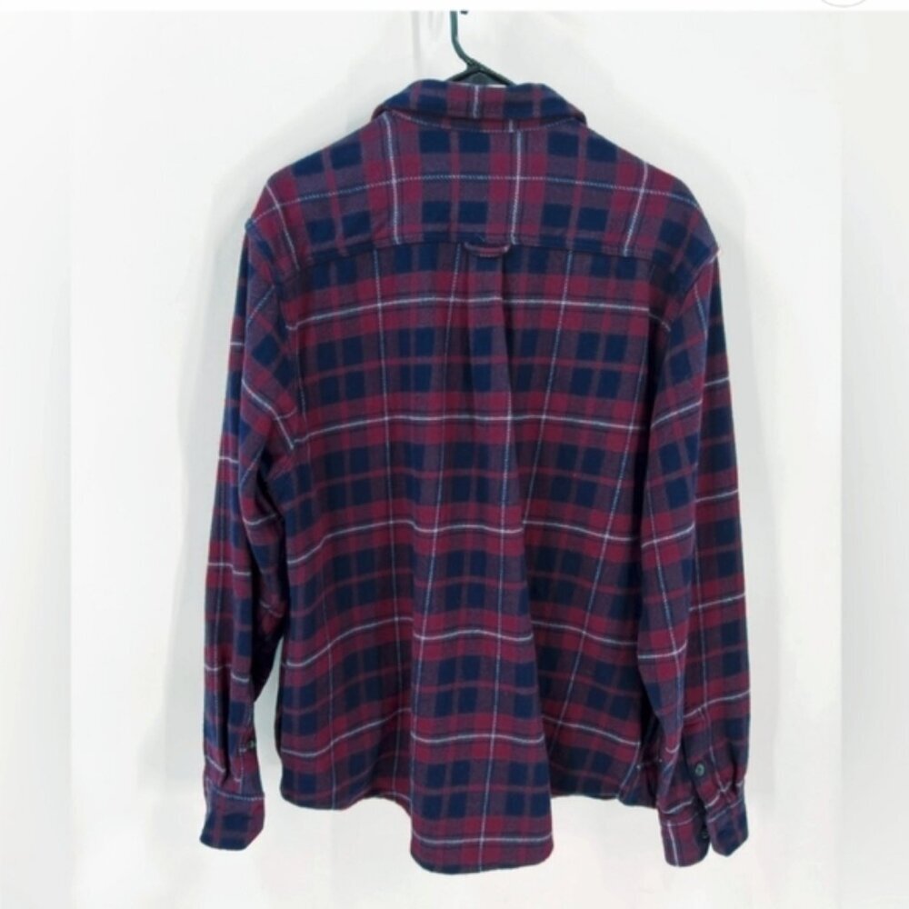 New ORVIS Thick Burgundy + Blue Premium Plaid Flannel Over Shirt - Picture 9 of 15